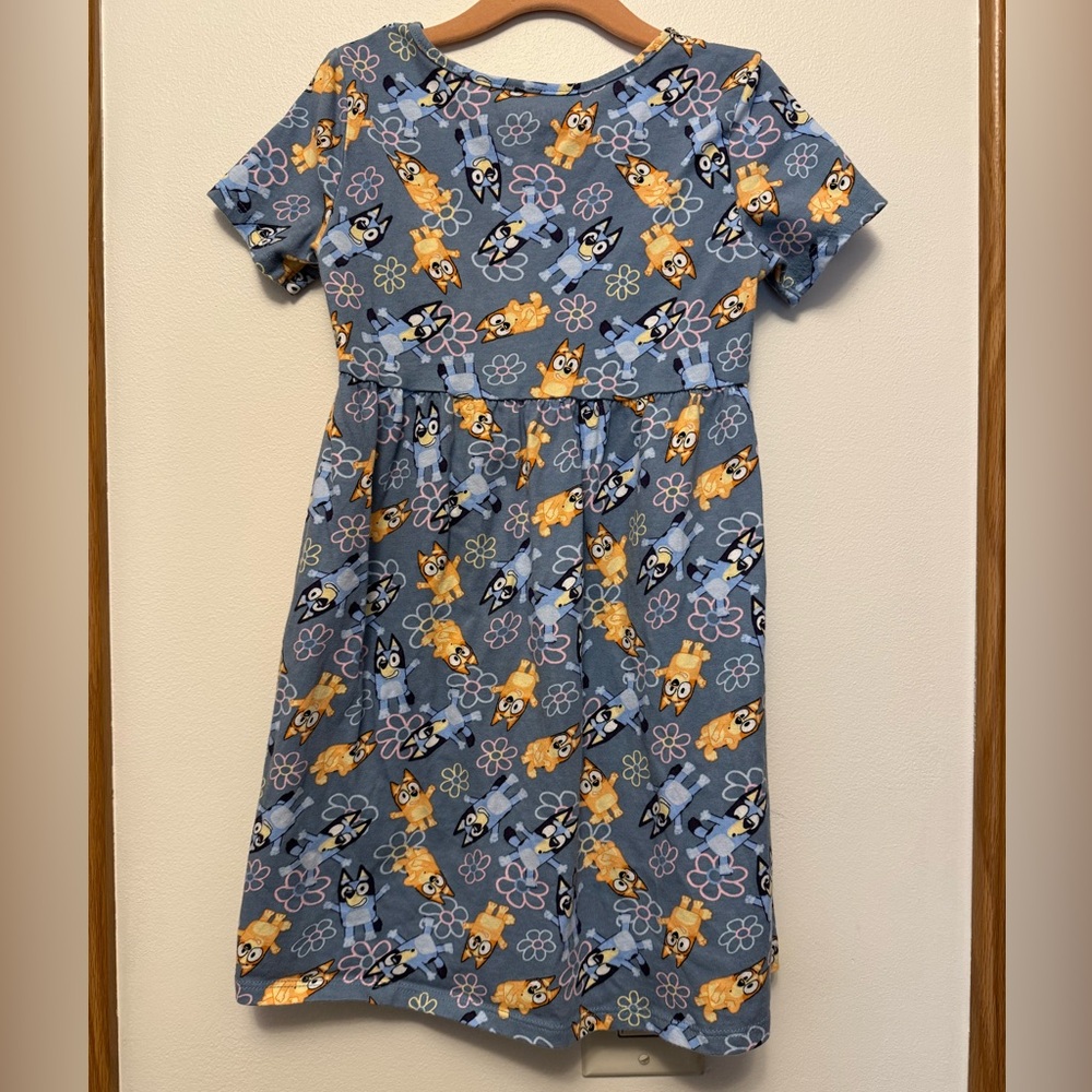 ⚡️5 for $15⚡️Old Navy Kids Bluey Print Dress - Blue and Orange - Picture 2 of 4